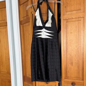 BCBGMaxAzria Black and White Strapless Dress